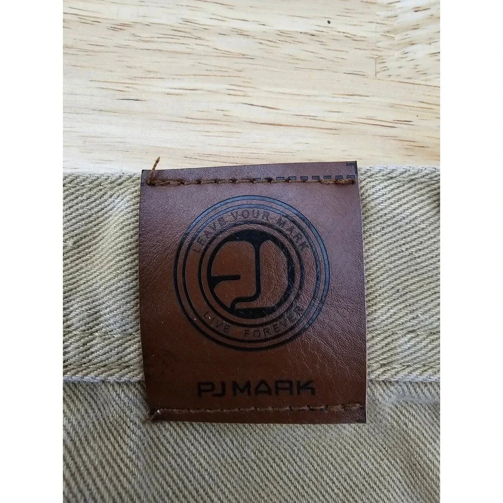 PJ Mark Slim‎ Denim Shorts Men's 38 Tan Moto Style 100% Cotton